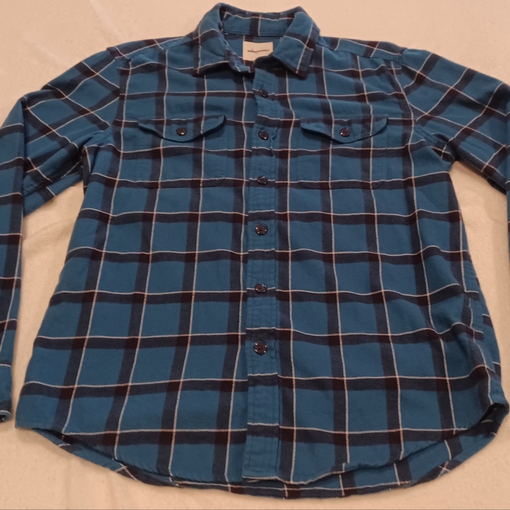 Men's Size Medium Blue Plaid Button Up American Eagle Flannel Shirt